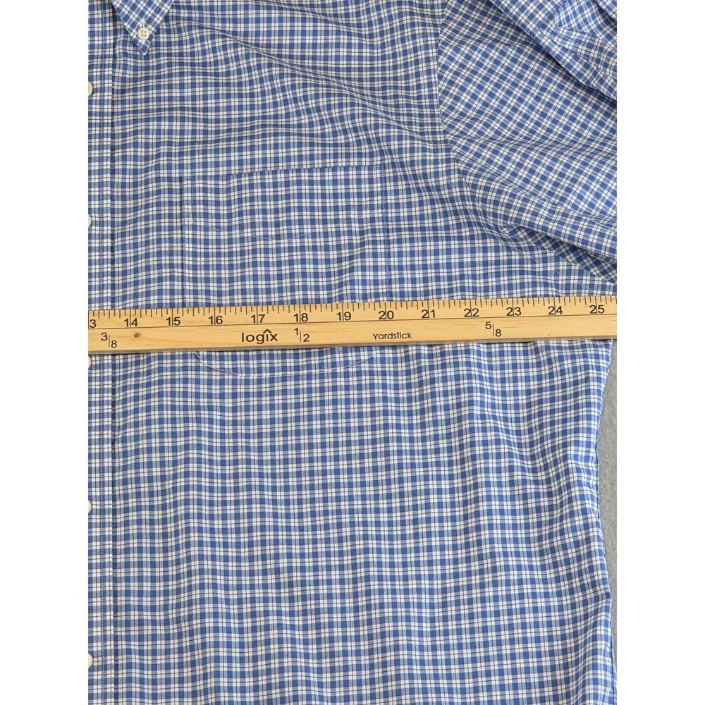 Lauren Ralph Lauren Mens 17 34/35 Classic Fit Non Iron Blue Gingham Dress Shirt - Picture 5 of 12